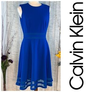 Calvin Klein royal blue sleeveless A-line dress.